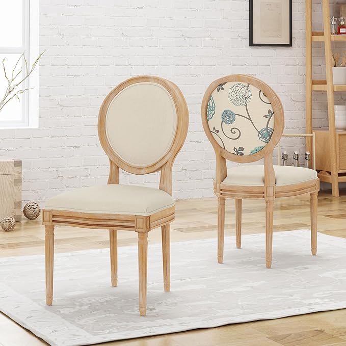 Christopher Knight Home Reed Upholstered Farmhouse Dining Chairs, and Beige - Image 2