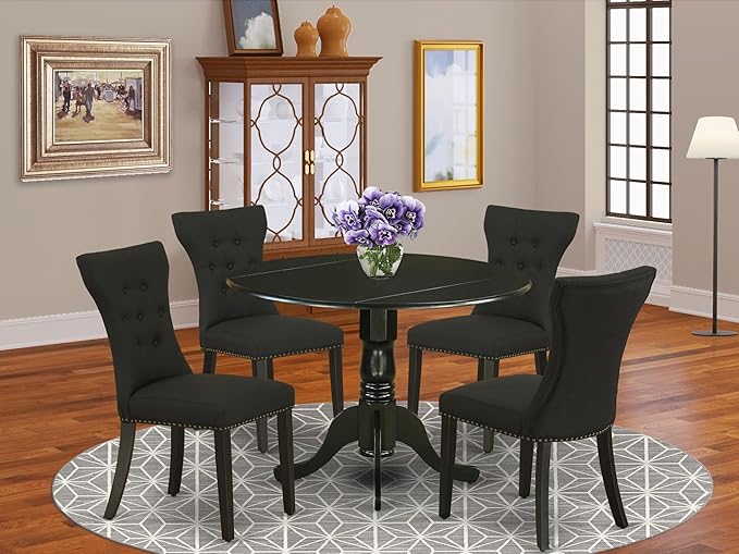East West Furniture DLGA5-BLK-24 5 Piece Kitchen Table Set - Image 2