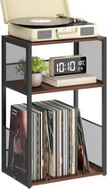 VASAGLE Record Player Stand, 3-Tier Side Table, Vinyl Record Storage up to 100 by VASAGLEbySONGMICSHOME