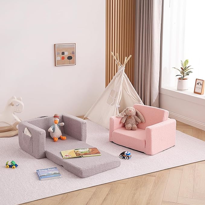 Tiita Kids Sofa, 2-in-1 Todder Couch, Convertible Children Couch to Lounger - Image 6
