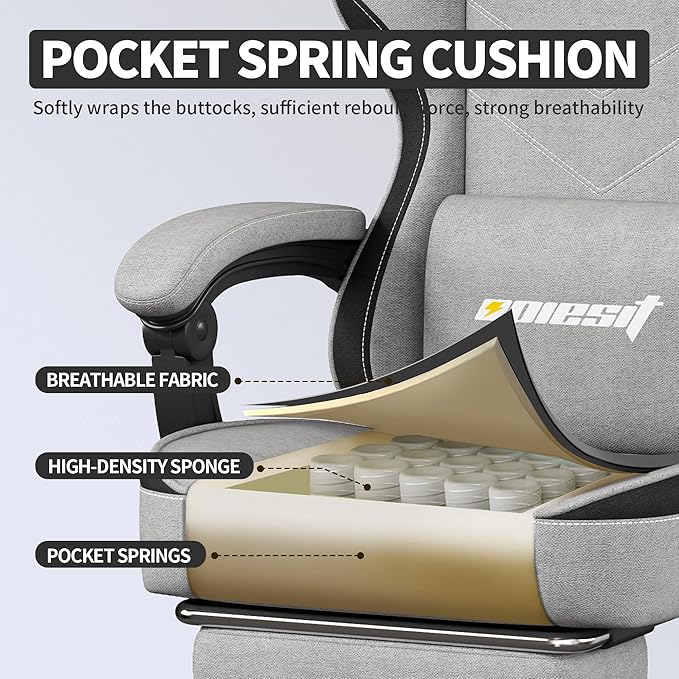 Gaming Chair, Fabric Computer Chair - Image 6