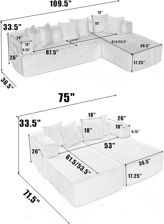 Eafurn DIY Combination Compression Modular Sectional Sofa - Image 7