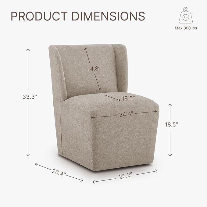 Dining Chairs with Casters Require Assembly Upholstered Wingback Single Sofa - Image 3