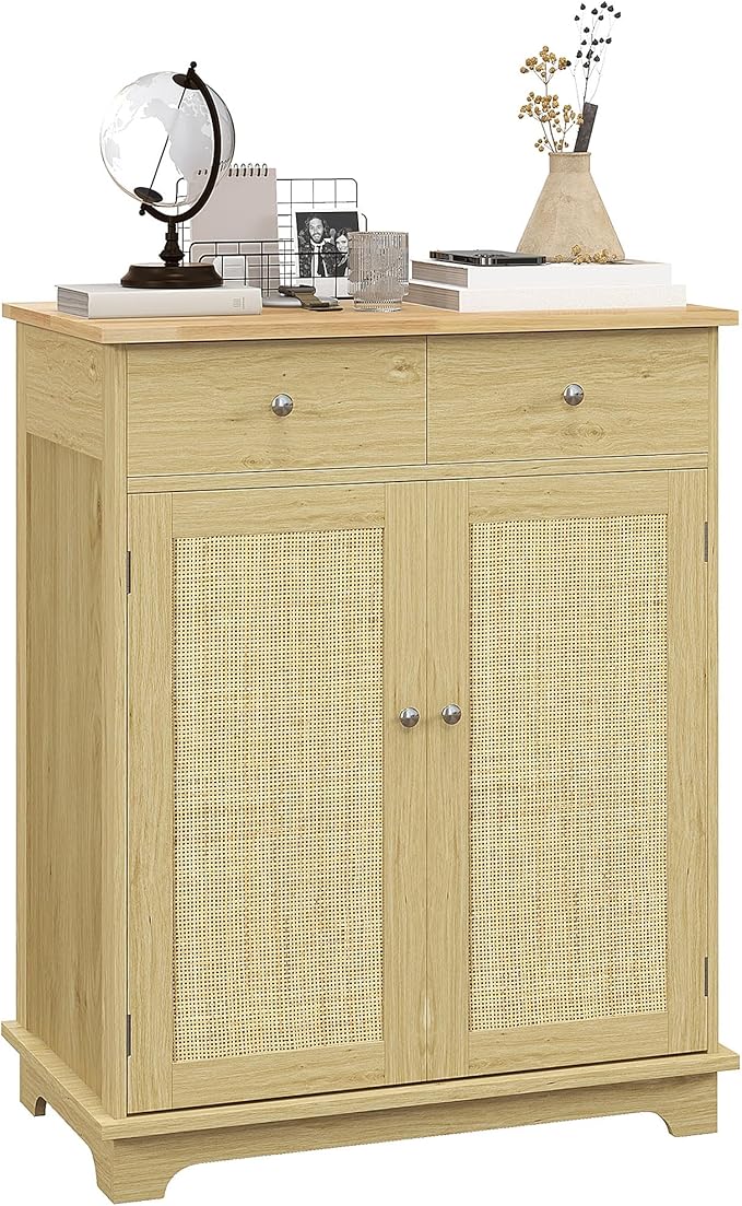 HOMCOM Sideboard with Solid Wood Countertop, Modern Kitchen Storage Cabinet by HOMCOM