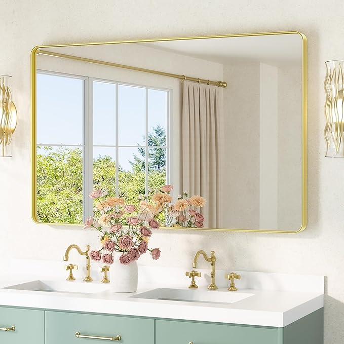 TETOTE Gold Framed Mirror 48 x 30 Vanity Mirrors by TETOTE