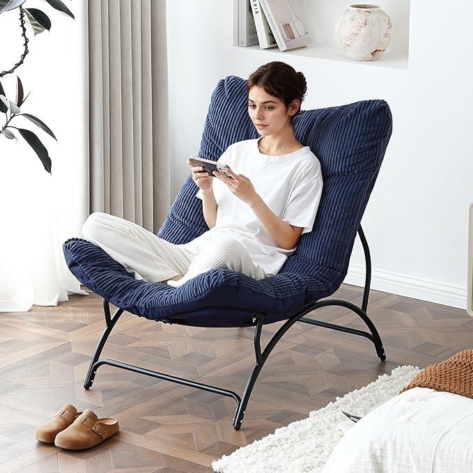 Welnow Accent Lounge Lazy Chair, Comfy Soft Leisure Metal Frame Reading Chair - Image 8