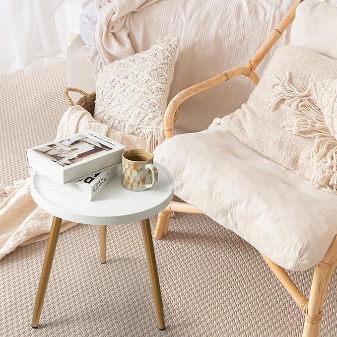 danpinera Round Side Table, Metal Legged Accent Table - Image 6