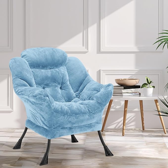 Fabric Lazy Chair for Adults, Oversized Upholstered Sofa Chair, Plush Comfy - Image 2