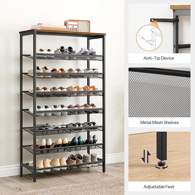 HOOBRO 8-Tier Shoe Rack, 29.5"L Shoe Shelf, Large Capacity Shoe Storage - Image 6