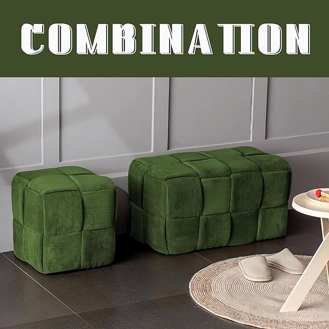 Ottoman Foot Rest Soft and Comfortable Ottoman Square Corduroy Woven Design - Image 4