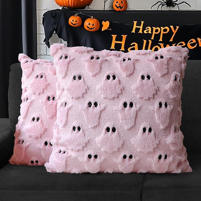 4TH Emotion Halloween Ghost Decorative Pillow Covers 20x20 Set of 2 by 4THEmotion