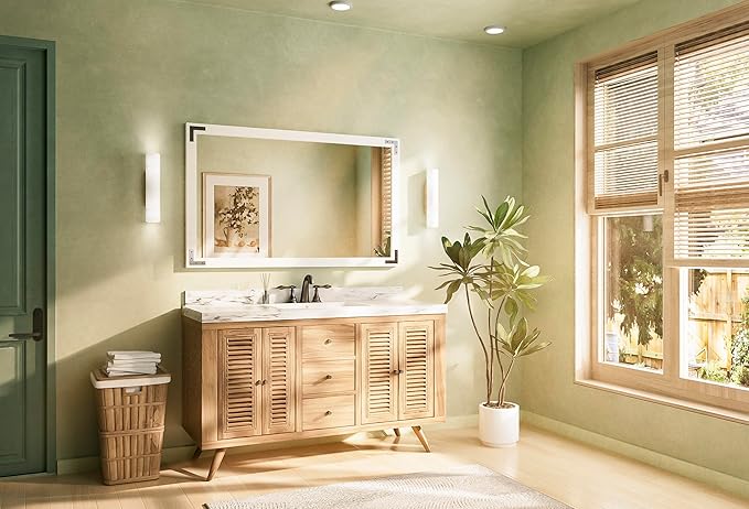 TETOTE 48 x 30 White Wood Mirror - Image 8