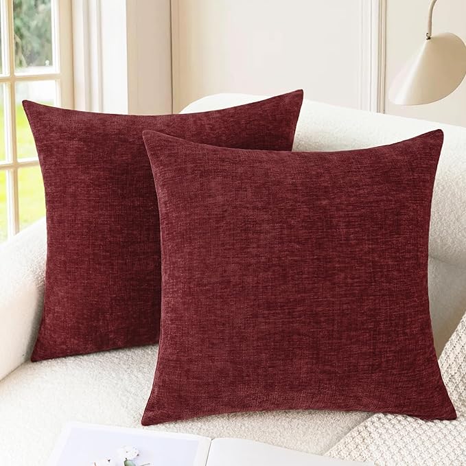 CaliTime Throw Pillow Covers Decorative 26 X 26 Inches Pack of 2 Cozy Chenille by CaliTime