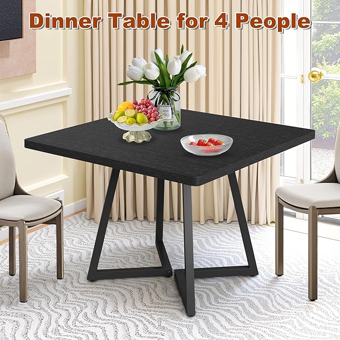 Square Dining Table for 4, 31.5-Inch Farmhouse Dinner Table Wooden Kitchen - Image 6