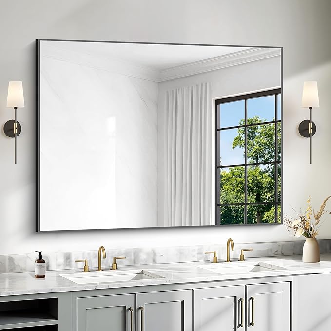 36x48 Inch Black Rectangle Mirrors by Unknown