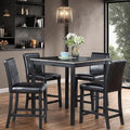 5PCS Wooden Counter Height Table Set, Square Table and 4 Upholstered Chairs by ChicFurnit