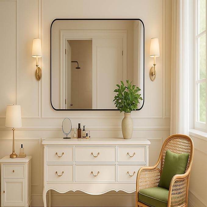 KOCUUY 30"x30" Square Rectangle Vanity Mirror, Modern Design of Upgraded - Image 4