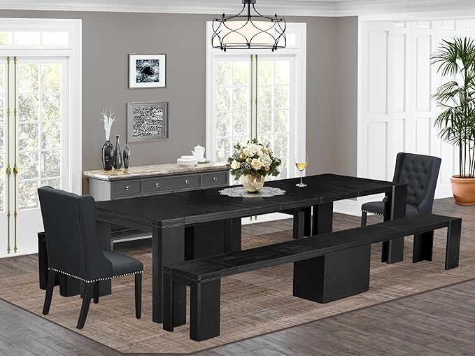 X02FO-206-24 - 5-piece Modern Dining Table Set a Rectangular Dining Table and 2 by LuxebyEastWestFurniture