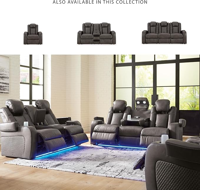 Signature Design by Ashley Fyne-Dyme Contemporary Power Reclining Loveseat - Image 5