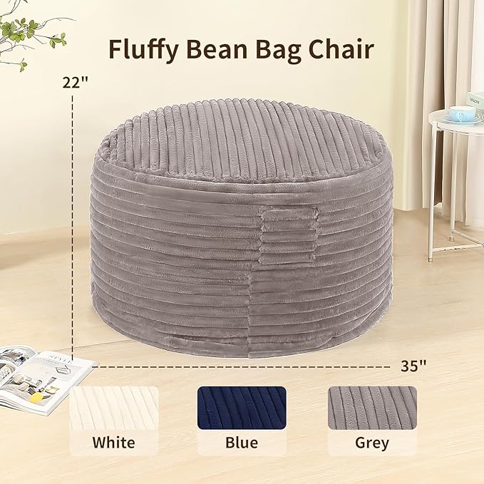 3FT Memory Foam Bean Bag Chair for Adults/Teens, Bean Bag Sofa - Image 2
