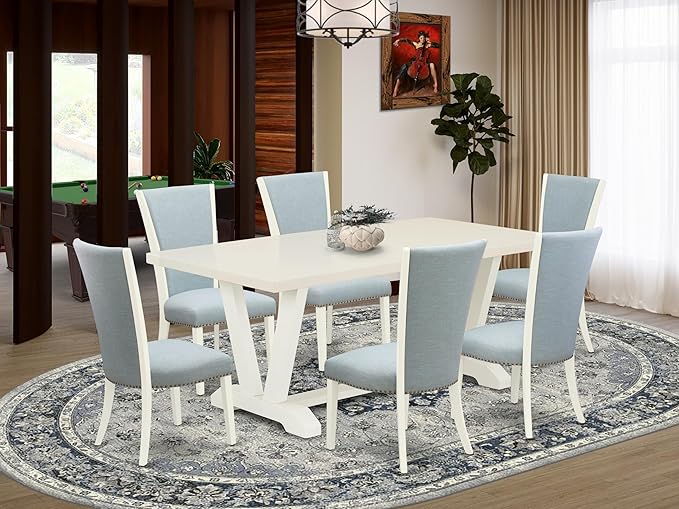 East West Furniture V027VE215-7 7 Piece Dining Table Set Consist of a Rectangle - Image 2