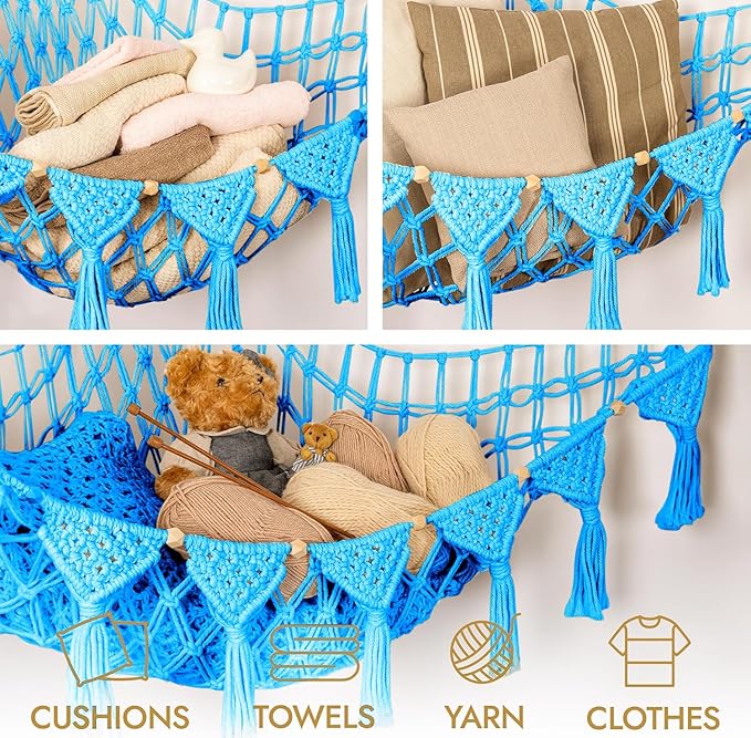 Macrame DreamLights Boho Stuffed Animal Storage Net Hammock Extra Large Plush - Image 6
