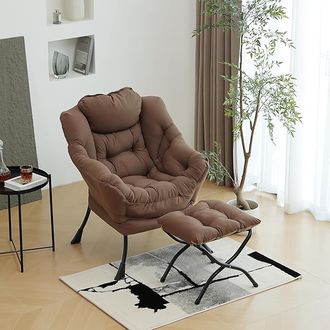 Lazy Chair with Ottoman, Modern Chair with Folding Footrest, Lounge Accent Chair - Image 7