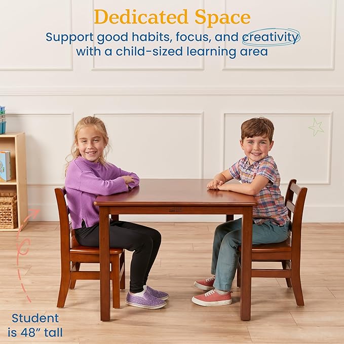 ECR4Kids 30in x 30in Square Hardwood Table and Chair Set, 12in Seat Height - Image 4