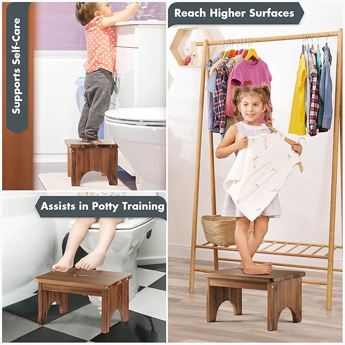 Wooden Step Stool, 9in One Step Stool - Image 4