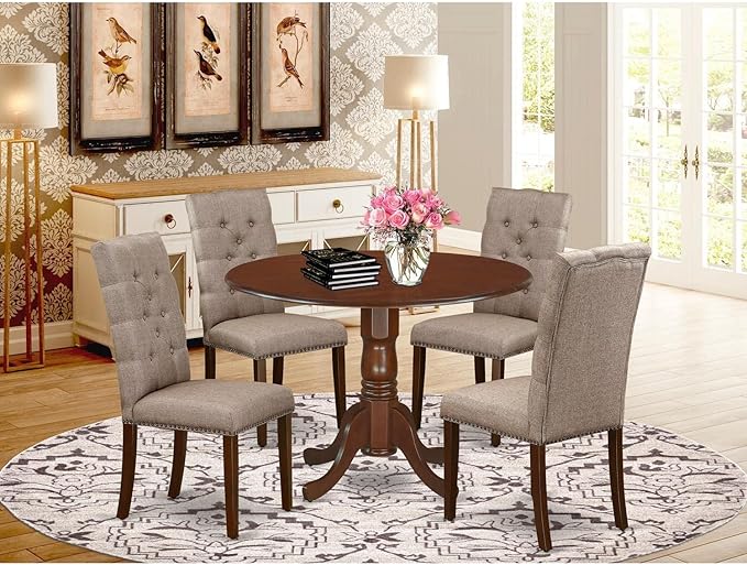 East West Furniture DLEL5-MAH-16 5 Piece Dining Room Furniture Set Includes a - Image 7