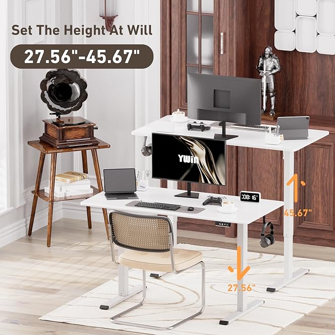 Ywin Electric Height Adjustable Standing Desk, 55 x 24 inches Sit Stand Desk - Image 4