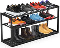 Bamboo Shoe Rack for Closet, Stackable 3 Tier Longer Shoe Organizer Shelf by Jripae
