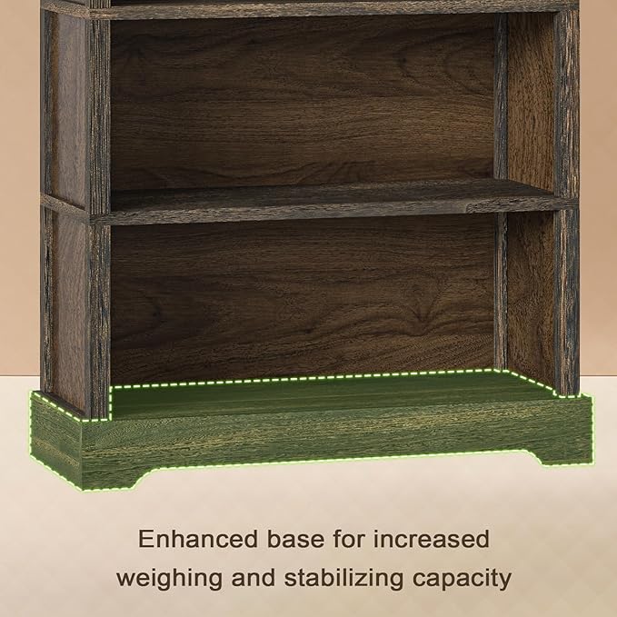 TVU 5-Shelf Wood Bookcase, 65 Inch Tall Bookshelf - Image 6