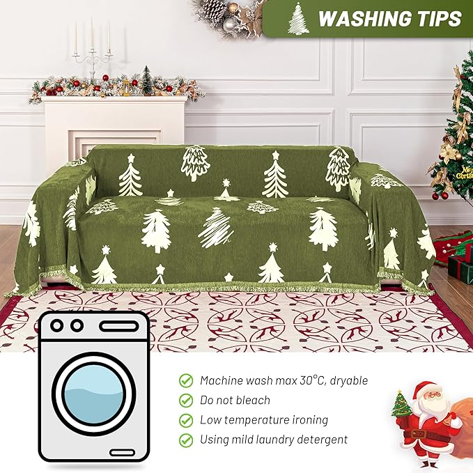 MYSKY HOME 71X134 inches Sofa Christmas Couch Cover, Sectional Sofa Covers Sofa - Image 5