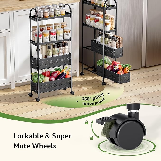 KINGRACK 4-Tier Slim Storage Cart - Image 5