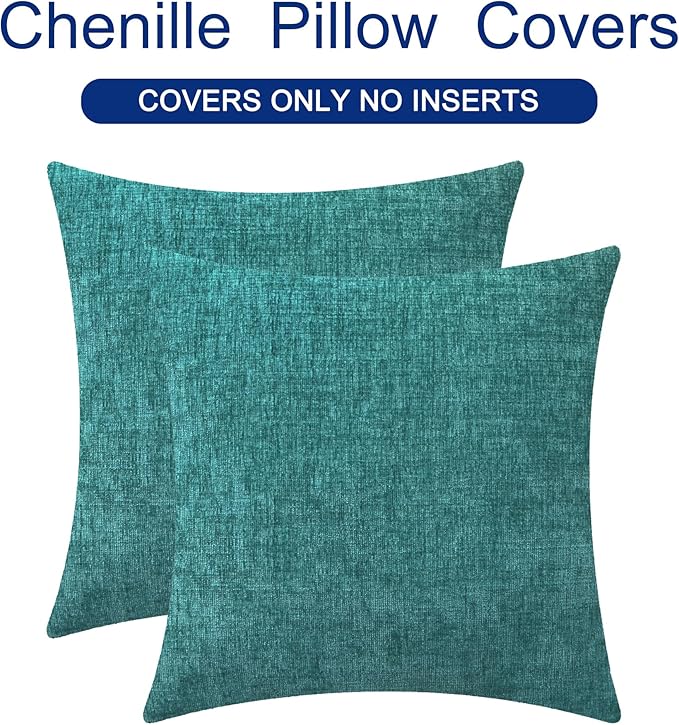CaliTime Throw Pillow Covers Decorative 26 X 26 Inches Pack of 2 Cozy Chenille - Image 6