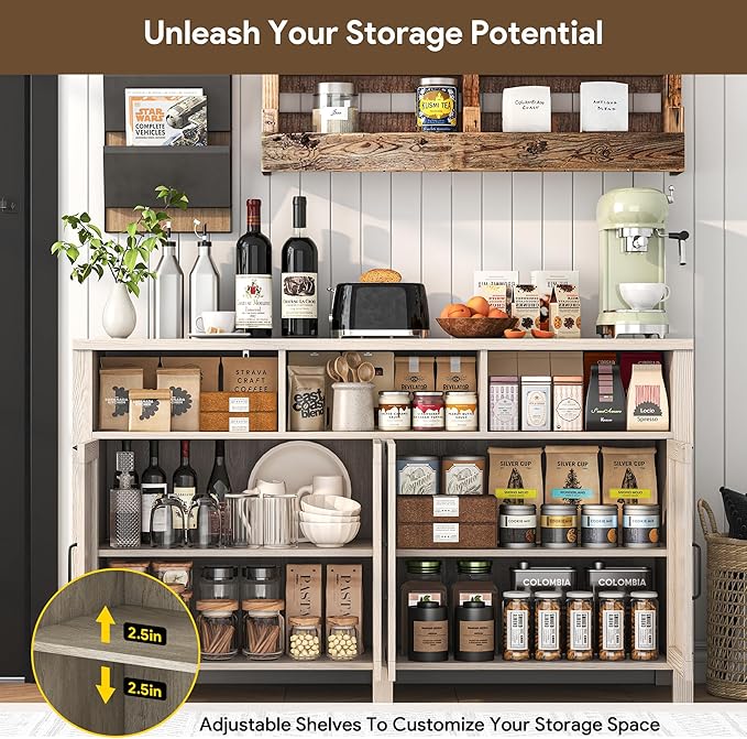 Buffet Cabinet with Storage Farmhouse with 4 Doors, Dining Room - Image 3