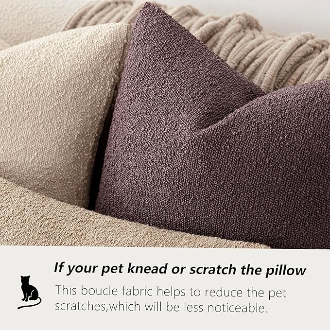 Foindtower Pack of 2, Decorative Textured Boucle Throw Pillow Covers Neutral - Image 4