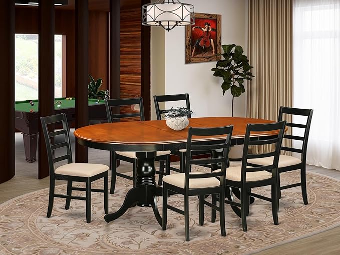 East West Furniture PLPF7-BCH-C 7 Piece Dining Table Set Consist of an Oval - Image 2