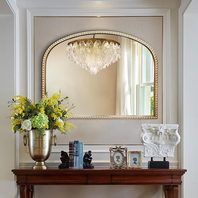 Gold Arch Mirror, Ornate Decorative Accent Mirrors, Vintage Arched Mirrors by DAOYIJIAJUMirrortakesyouintoanelegantworld