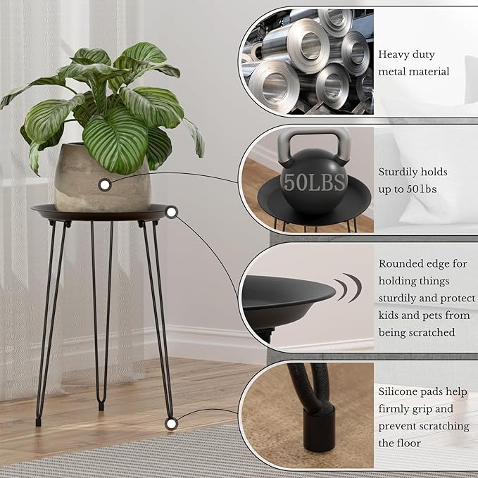 SUEH DESIGN Plant Stand Indoor, Metal Plant Stand Round Plant Table Heavy Duty - Image 4