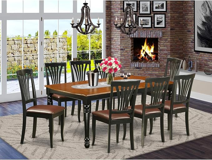 East West Furniture DOAV9-BCH-LC 9 Piece Dining Room Table Set Includes a - Image 2