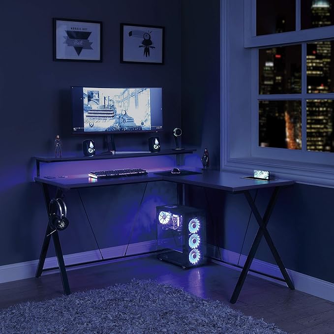 OSP Home Furnishings Checkpoint Battlestation L Shaped Gaming Desk - Image 2