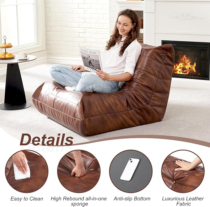 Hobestluk Giant Bean Bag Chair Lazy Floor Sofa, Memory Foam Fireside Sofa - Image 6