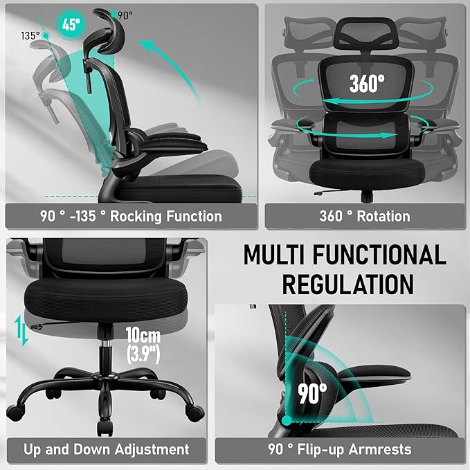 High Back Ergonomic Office Chair, Breathable Mesh Desk Chair - Image 6