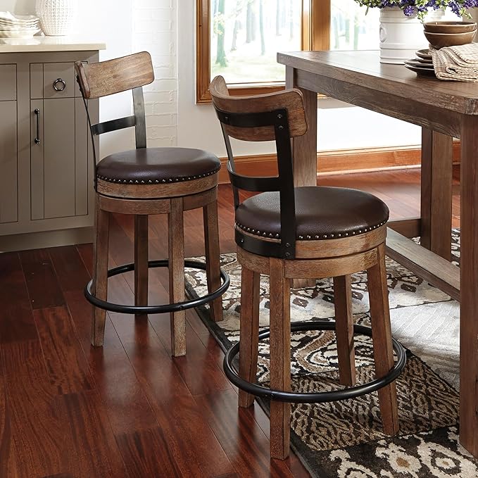 Signature Design by Ashley Pinnadel 24.25" Modern Farmhouse Swivel Counter - Image 2