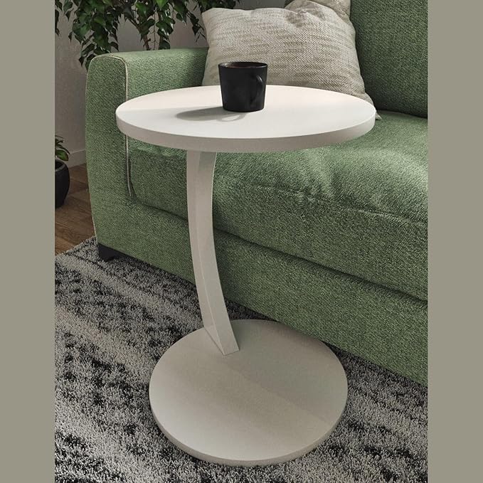 C Shaped End Table for Couch Small Places, Space Saver Round Side Table for - Image 3