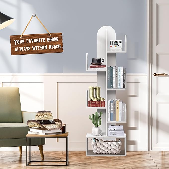 Cactus Tree Bookshelf, 5-Tier Wood 50" Tall Storage Rack - Image 2