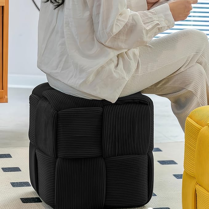 Ottoman Foot Rest Soft and Comfortable Ottoman Square Corduroy Woven Design - Image 4