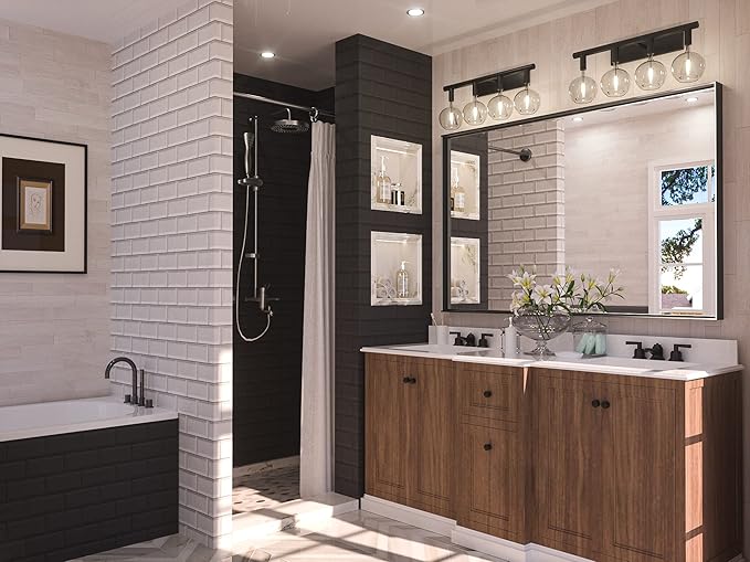 Keonjinn Black Mirror for Bathroom 55 x 36 Inch Rectangle Mirror Large Matte - Image 2
